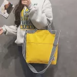 DIGERUI Women's Handbag Canvas Bag 2020 New Striped and Printed Shoulder Canvas Bag Double Pocket Fashion Casual Bag