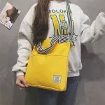 DIGERUI Women's Handbag Canvas Bag 2020 New Striped and Printed Shoulder Canvas Bag Double Pocket Fashion Casual Bag