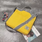 DIGERUI Women's Handbag Canvas Bag 2020 New Striped and Printed Shoulder Canvas Bag Double Pocket Fashion Casual Bag