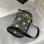 Fashion Daisy Women Underarm Handbag All Match PU Leather Ladies Chain Shoulder Bags Vintage Female Baguette Travel Clutch Purse