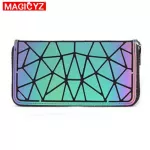 Fashion Brand Luminous Women Long Wallets Geometric Lattice Women Clutch Purse Female Credit Card Holder PVC material