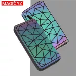 Fashion Brand Luminous Women Long Wallets Geometric Lattice Women Clutch Purse Female Credit Card Holder PVC material