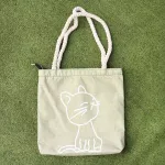 Fashion canvas shoulder bag cat and cat printing portable shopping bag leisure fan linen shopping portable canvas bag custom