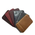 Fashion 100% Genuine Leather Thin Bank Credit Card Case Mini Card Wallet Men Bus Card Holder Cash Change Pack Business ID Pocket