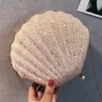 Fashion Chain Sequined Shoulder Bag For Women Pu Leather Handbags Cute Shell Shape Purse Mini Bag bolsa feminina  Messenger Bag