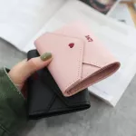Fashion Mini Women Wallet Love Letters Embroidered Litchi Pattern New Women Small Thin Hasp Purse Short Cards Holder Wallet