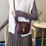 Fashion Crossbody Bags For Women Saddle Bags PU Leather Shoulder Messenger Bags Semi-circle Handbags French Niche Design Bag