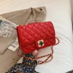 กระเป๋าแฟชั่นเครือข่ายใหม่สีแดงกระเป๋าผู้หญิงเล็กๆน้อยๆ xiangfengling กระเป๋าโซ่สะพายไหล่เดี่ยว
