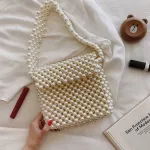 Handmade Women Pearl Bags Beaded Oulder Bags Charm Acrylic Beads Bag White Pearls Crossbody Bag Ning Clutch Se Lady