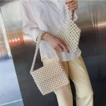 Handmade Women Pearl Bags Beaded Oulder Bags Charm Acrylic Beads Bag White Pearls Crossbody Bag Ning Clutch Se Lady