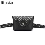 DIINOVIVO Rivet Waist Bag For Women 2020 PU Leather Fanny Pack Women Letter Fanny Waist Packs Chest Bag Female Bag Mini WHDV1184