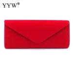Elegant Red Suede Female Solid Women Evening Bags Envelope Clutch Bag Girl Wedding Party Handbag Velour Prom Chain Shoulder Bag