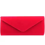 Elegant Red Suede Female Solid Women Evening Bags Envelope Clutch Bag Girl Wedding Party Handbag Velour Prom Chain Shoulder Bag