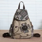 Ethnic Embroidery Flower Wovendddddddddddddddd Women Backpack Shoulder Bags