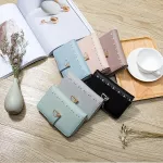 Elegant Flower Design Short Wallets Women Leather PU Coin Purse Cards Wallet Ladies Hasp Female Zipper Purses Girls Money Bag