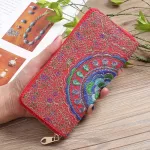 Ethnic Embroidery Flower Zipper Clutch Wallet Handbag Women Long Purse Bank Card Coin Pocket Credit Card Holder Cover Bag XB221