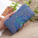 Ethnic Embroidery Flower Zipper Clutch Wallet Handbag Women Long Purse Bank Card Coin Pocket Credit Card Holder Cover Bag XB221