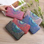 Ethnic Embroidery Flower Zipper Clutch Wallet Handbag Women Long Purse Bank Card Coin Pocket Credit Card Holder Cover Bag XB221