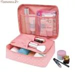 DINMIWELLWomen Makeup bag Cosmetic bag Case Make Up Organizer Toiletry Storage  Rushed Floral Nylon Zipper New Travel Wash pouch