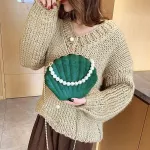 Elegant Velvet Shell Shape Designer Bag Ladies Shoulder Bag Fashion Banquet Party Chain Crossbody Bags For Women Pearl Portable