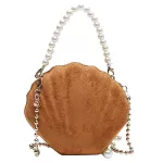 Elegant Velvet Shell Shape Designer Bag Ladies Shoulder Bag Fashion Banquet Party Chain Crossbody Bags for Women Pearl Portable
