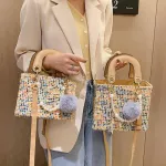 Elegant Female Pearl Tote Bag 2019 Fashion New High Quality Woolen Women's Designer Handbag High capacity Shoulder Messenger Bag