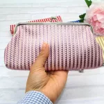 eTya Laser Fashion Women Cosmetic Bag Travel Make Up Bags Knit Striped Reto Pouch Large Neceser Toiletry Organizer Clutch Tote