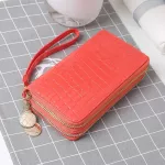 Double Zipper Wallet Bag For Women Female PU Leather Long Phone Card Holder Coin Pocket Clutch Purses Money Bags Fashion Handbag