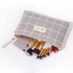 eTya Women Plaid Makeup Bag Cute Cosmetics Makeup Bag Travel Ladies Zipper Toiletry Pencil Purse Organizer Purse Pouch Handbags