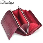 DICIHAYA Genuine Leather Women Wallet CrocodileCoin Pocket LongDesign Clutch Bag Cowhide leather Wallet Card Holder Female Purse