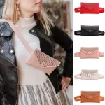 Fanny Pack Women Belt Bag rivet Waist Bag Women's Pure Color PU leather Messenger Shoulder bag Phone Pouch Punk Belt Bag Purse