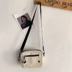 Fashion Canvas Cross Body Bag Women Solid Color Canvas Shoulder Bag Casual Handbag Simple Zipper Purse Coin Bag 15
