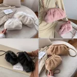 Fashion Elegant Cloud Women Clutch Baguette Shape Bag Pleated Dumpling Shoulder Messenger Bag Phone Cute Lady Crossbody Bag