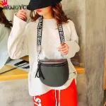 Fashion Crossbody Bag for Women PU Leather Messenger Shoulder Saddle Bags Lady Semicircle Zipper Handbags