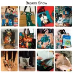 Exclusive Watercolor Horse Print Linen Shopping Bag Folding Reusable Traveling School Bags  Casual Handbags For Women