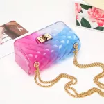 Fashion Colorful PVC Bag Women High Quality Transparent Plaid Jelly Chian Crossbody Bags Gradient Candy Color Lady Shoulder Bag