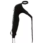 Fashion Irregular One Shoulder Long Sleeved with A Tie-up Women Streetwear Hip Hop Buckle Halter Long Sleeve Coat Tops Black