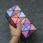 fashion Geometric folding make up bag Laser PU cosmetic bag casual women makeup case toiletry bag