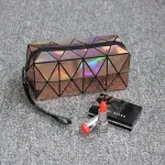 fashion Geometric folding make up bag Laser PU cosmetic bag casual women makeup case toiletry bag
