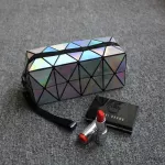 fashion Geometric folding make up bag Laser PU cosmetic bag casual women makeup case toiletry bag