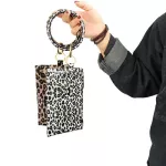 Fashion Multi-purpose PU Leather Flower Leopard Printed Phone Wallet O Key Rings Women Wristlet Bracelets Key Chain Gifts