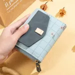 Fashion New Ladies Wallet Small Folding Purse Flower Pattern Zipper Wallet Card Holder and Coin Purses Women