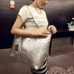 Crocodile Tote Bag Large Pu Leather Women Oulder Bags Ladies Silver Gold B Handbag Fe Ng Handbags Sac