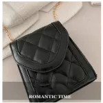 กระเป๋าสะพายข้าง กระเป๋าแฟชั่น สไตล์เกาหลี ทรงเหลี่ยม สายสะพายโซ่ทอง หนังPU งานหนังสีพื้นสุดคลาสสิค GBiWANT