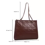 กระเป๋าทรงโท้ท สะพายไหล่ สะพายข้าง สไตล์เรียบหรู หนัง PU ขนาดกลาง หนังเงา ปักลาย สายโซ่ น้ำหนักเบาGBiWANT