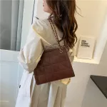 กระเป๋าทรงโท้ท สะพายไหล่ สะพายข้าง สไตล์เรียบหรู หนัง PU ขนาดกลาง หนังเงา ปักลาย สายโซ่ น้ำหนักเบาGBiWANT