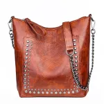 Designer Bags Famous Brand Women Bags 2020 Winter Leather Chains Tote Bag Ladies Rivet Bucket Messenger Shoulder Bag Sac A Main