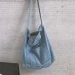 Denim Slouch Bag Casual Jean Fabric Handbag Leisure Korean Style Fashion Japanese Fashion Messenger Top-Handle Bag