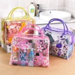 eTya Women Flower PVC Transparent Cosmetic Bag Fashion Girl Travel Make up Toiletry Bags Makeup Organizer Case Tote Bag