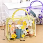eTya Women Flower PVC Transparent Cosmetic Bag Fashion Girl Travel Make up Toiletry Bags Makeup Organizer Case Tote Bag